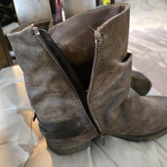 Brown Slouchy Ankle Boots with Buckle - Picture 3 of 6